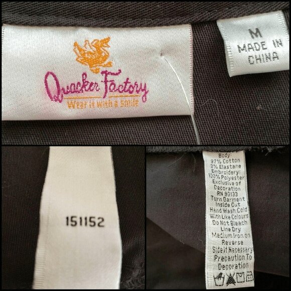 Quacker Factory Jacket Dragonfly Embroidered Black Coat Stretch Denium Medium - Picture 7 of 8